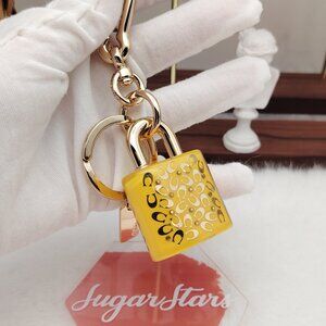 COACH bag charm yellow gold padlock Keychain